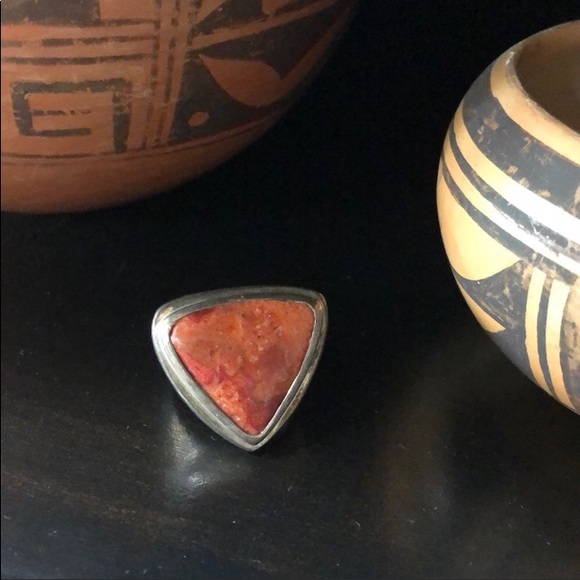 Vintage Jewelry - LARGE VINTAGE🔥Genuine Coral Ring🔥925 Hallmarked